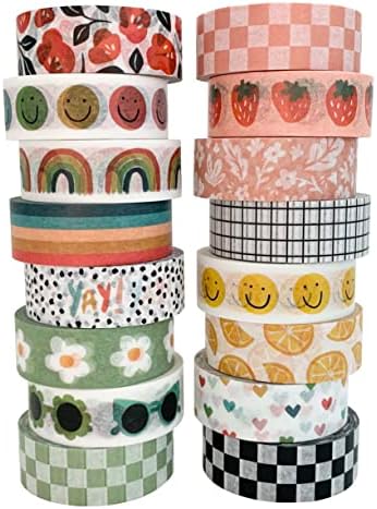 16 Rolls Washi Tape Set for Journaling, Scrapbooking & Decorative Crafts