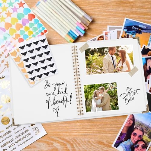 Joyberg Scrapbook 80 Pages, Scrapbooking Supplies 8 x 8 In, Scrapbook Album Suitable for Album Memory Book Wedding, Anniversary Family, DIY Craft Projects (White)