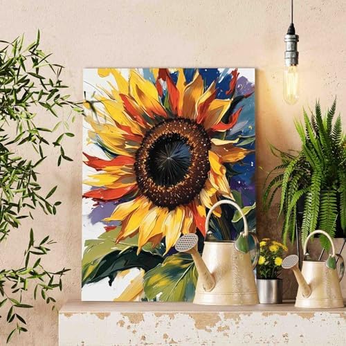 Aihonmin Beautiful Blossom Floral Paint by Number for Kids and Adults Beginner，Spray Paint by Number Kits on Canvas,Summer Wall Art Prints Flower Canvas DIY Gift Oil Painting,(Without Frame