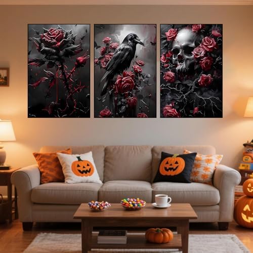 Axquilon 3 Packs Halloween Framed Paint by Numbers Kit for Adults 8x10in