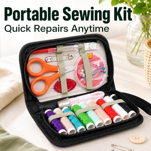 LEIYULY Sewing Kit for Adults, Needle and Thread Kit, Sewing Supplies (45_Black)