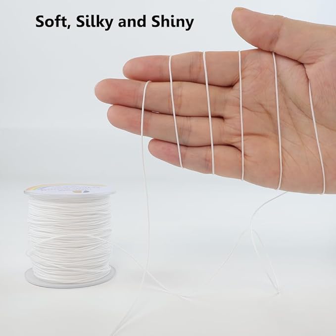 LUSTEMBER 0.8mm Nylon String, Strong Bracelet String, Durable Nylon Cord for Jewelry Making, Bracelets, Beading, Necklaces, Rattail Braiding, Kumihimo, Wind Chimes, Blinds and Handicrafts