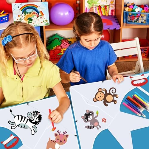 Libima 100 Pcs DIY Blank Kites for Kids Bulk Large Kite Making Kit Easy to Fly Set Party with Watercolor Pens and String Decorating Coloring Party Set for Craft Outdoor Games (Swallow Fish)