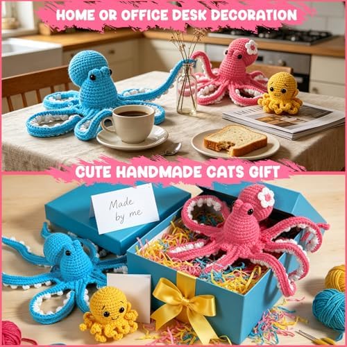 MAGIMUSE Crochet Kit for Beginners, Octopus Family Amigurumi Craft Kit