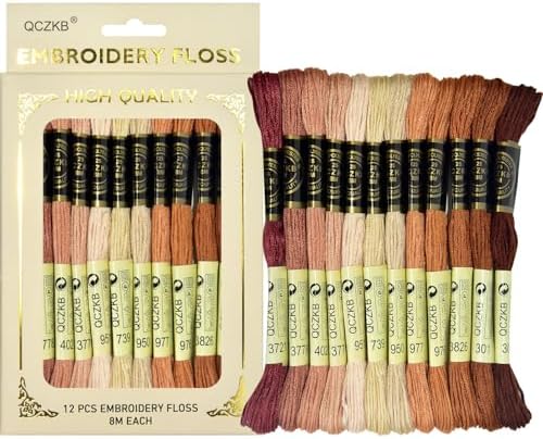 Premium Rainbow Color Embroidery Floss - Cross Stitch Threads - Friendship Bracelets Floss - Crafts Floss - 12 Skeins Per Pack Embroidery Floss,Warm Brown Gradient