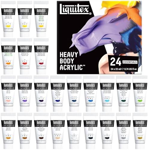 Liquitex Heavy Body Acrylic Paint Set, 24 x 22ml, Essentials Set