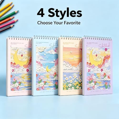 EOREA Blue Cover Cute Spiral Sketchbook 8x11.5 Drawing Pad