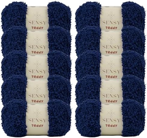 S Sensy Teddy-Micro Polyester Amigurumi Yarn 10 Skeins Navy Blue 109 Yards