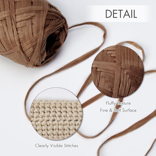 NICEEC 2 Skeins Soft Tape Yarn-Chocolate