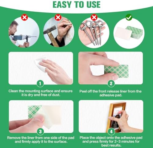 Double Sided Foam Tape Pads, 48Pcs Double Coated Pre-Cut Rectangles Mounting, 2mm Thick Heavy Duty White Polyurethane Foam with High Tack Adhesive for Crafts, Home, Outdoor Signs& Car (50x30mm)