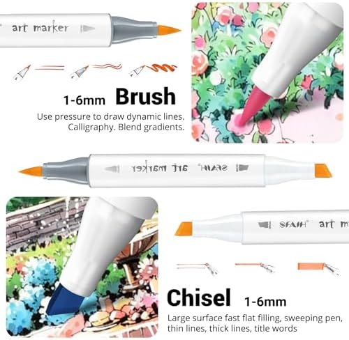 SFAIH Art Pastel Alcohol Markers Brush & Chisel Tip - 51 Dreamy Colors
