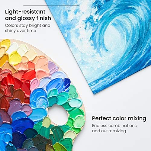 ARTEZA Acrylic Paint Set, 24 Colors, 22 ml / 0.74 oz Tubes, High-Viscosity