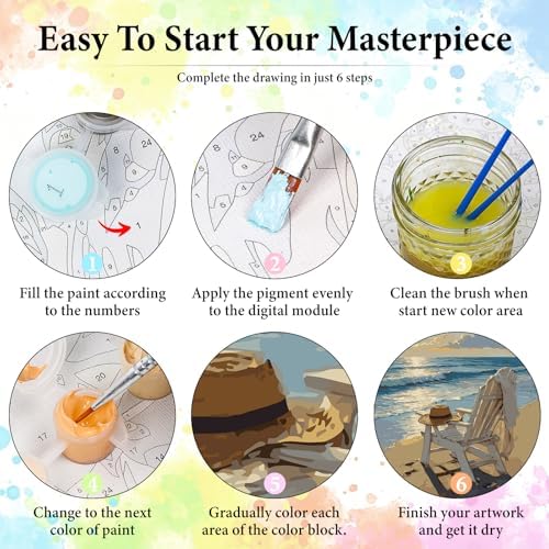 Dawnsphere Beach Paint by Numbers Kit for Adults Without Frame 16x20 in