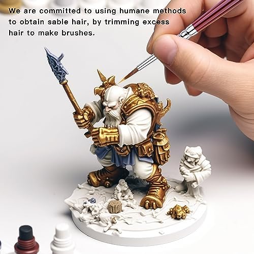 Kolinsky Sable Miniature Paint Brushes - Golden Maple Professional Ultra Fine Point Brush for Miniature, Model Painting & Watercolor Details - Size 3/0 4/0 5/0