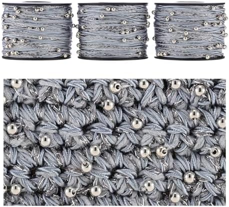 Artisanal Yarn Collection Multifiber Fancy Yarn for Knitting Crocheting Crafts DIY, Set of 3 Rolls (Cool Blue with Silver Beads)