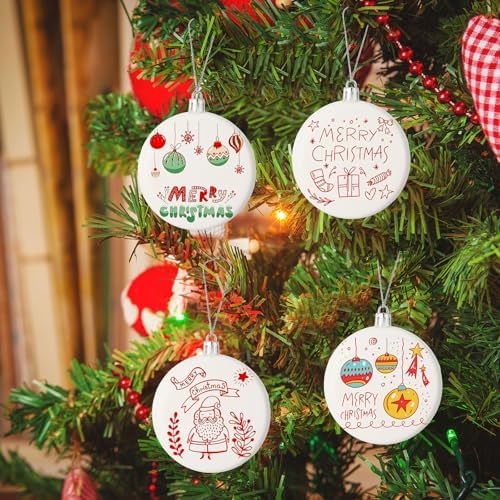 Zubebe 100 Pcs 3.15 Inch Christmas Blank White Ball Ornaments