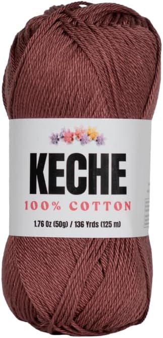 Cotton Yarn - 100% Cotton Yarn for Crocheting and Knitting, Mercerized Cotton Amigurumi Yarn Fine-Sport 2 1.76 oz (50g) / 136 Yrds (125 m) - Brown