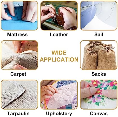Heavy Duty Hand Sewing Needles Kit, 14 PCS with 10 Leather & 4 Curved Needles for Home Upholstery, Carpet Canvas Repair