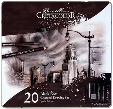 Cretacolor Exclusive Skyline Black Box Charcoal Drawing Set of 20 (CL40030-0007)