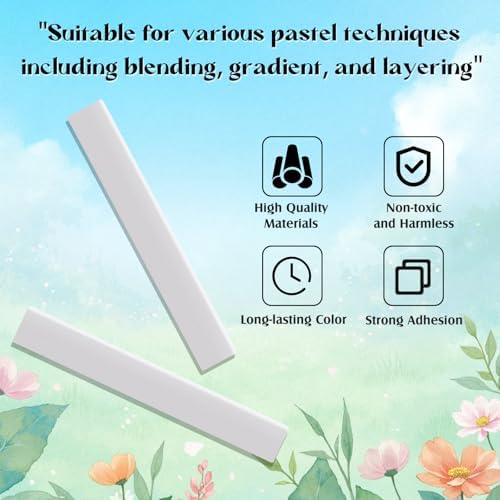 Watersay 48 Pcs Soft Chalk Pastels Set Soft Pastel for Artists Square Sketch Chalk Non-toxic Artist Pastel Sticks for Professional Artists Students and Art Lovers(White,60×8×8mm)