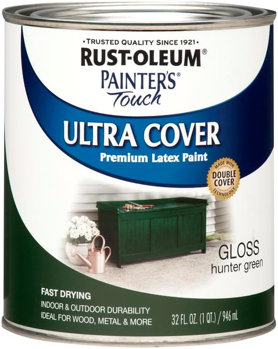 Rust-Oleum Painter's Touch Latex Brush-On Paint, Quart, Gloss Hunter Green