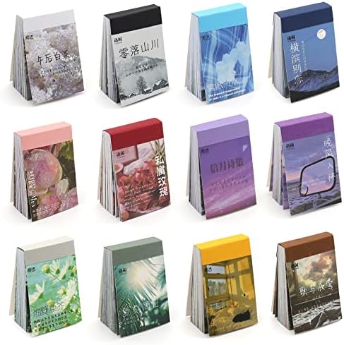 600 Pieces Washi Sticker Set, 12 Set Scrapbooking Diary Planner Album Diary Notebook, Scrapbooking Sticker Journaling Supplies for DIY Arts and Crafts Card Making Laptop Decoration