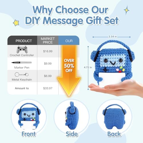 Gamer Gifts for Teens,Handmade Crochet Controller Kit(3Pcs,Positive blue)