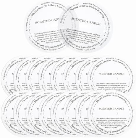 MECCANIXITY 35 Pcs Candle Dust Covers, 8.5cm/3.4" Round Printed Translucent Candles Drip Protectors Lid Accessories Letter Pattern for Craft Fragrance Making Jars Boxes Packaging