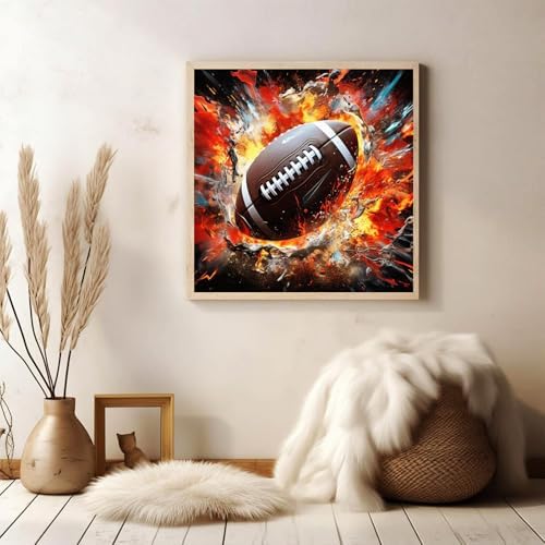 Football Diamond Art Kits for Adults, Diamond Painting Kits 14x14 Inch | Diamond Painting Kits for Adults Beginners, Gem Art, 5D Full Drill, DIY Arts and Crafts for Gift Home or Decor