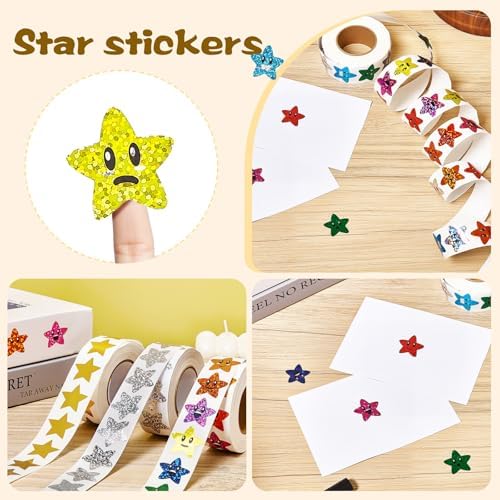 Gsinodrs 1000Pcs Foil Star Stickers, 8 Color Self-Adhesive Decals (1 inch)