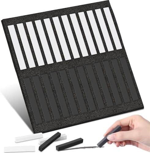 Watersay 24 Pcs Soft Pastel Drawing Chalk Set Square Sketch Chalk Non-toxic Artist Pastel Sticks for Professional Artists and Art Lovers(60 x 8 x 8 mm,Black,White)
