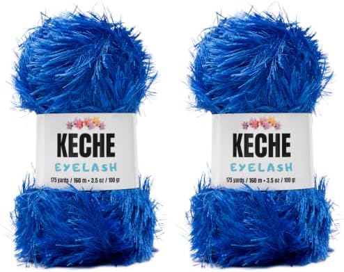 Eyelash Fun Fur Yarn - Premium Soft Crochet Yarn DIY Hand Knitting 100% Polyester 175 Yds 3.53 Oz (Pack of 2) - Royal Blue