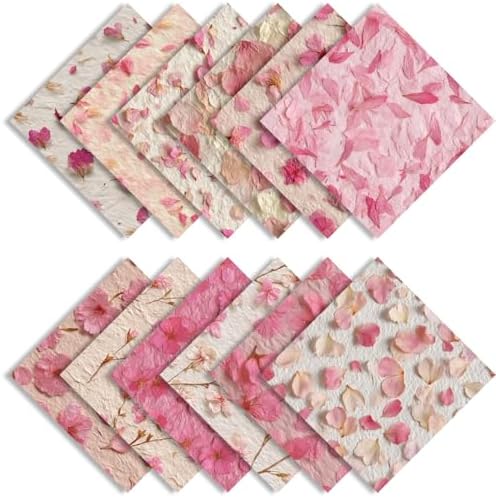 6-inch Pink Scrapbooking Paper Pad - 24 Sheets Aesthetic Flower Patterned Decorative Collage Journals Decoupage for Wrapping Folded Supplies Gift Cards DIY Crafts Scrapbook Photo Album