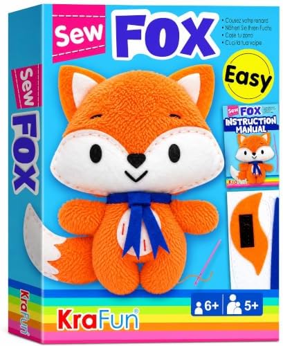 KRAFUN Fox Sewing Kit for Kids Ages 8-12 - No Scissors No Glue