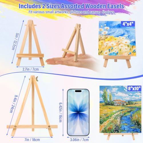 Jupwalz 24 Pack Wood Easels for Painting and Display (9 Inch & 5 Inch)