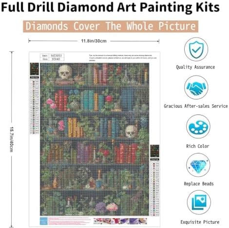 WNPOKN Bookshelf Diamond Art Kits for Adults 12 x 16inch