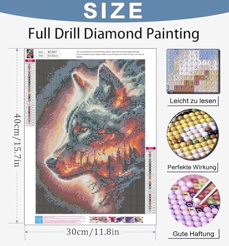 Benjenes Wolf Diamond Art Kits for Adults, Diamond Painting Kits