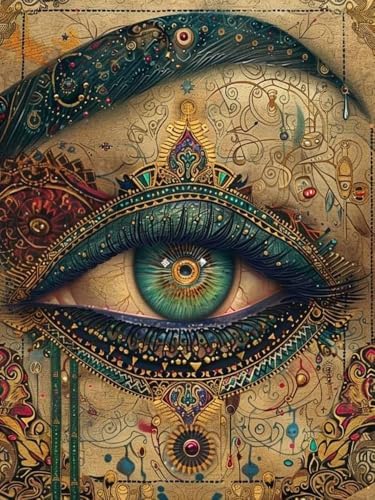 RYMILIE Diamond Art Kits for Adults Vintage Eyes 12x16inch | 5D Ancient Mural Diamond Art Painting Kit for Beginners, DIY Full Round Drill Gem Art Crafts for Home Wall Decor Gift