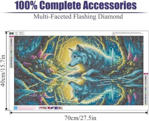 Large Diamond Art Kits for Adults, Big Forest Wolf Diamond Painting Kits