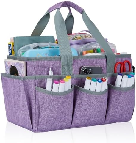 Craft Organizer Tote Bag, Art Storage Caddy with Multiple Pockets