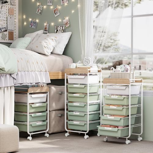 SYKIARIOL Rolling Storage Utility Cart with 5 Drawers,Green