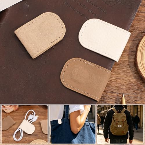 3PCS Magnetic Leather Bookmarks，Book Marks for Books, Strong Magnet Reading Accessories for Men & Women，Long-Lasting and Durable Gift Suitable for Book Lovers & Students (Cream，Light Khaki，Taupe)