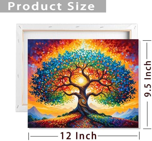 ldazao Tree of Life Framed Paint by Numbers Kit for Adults Beginner Paint by Number Artist Stained Glass Painting Kit Color by Numbers 9.5x12 Inch
