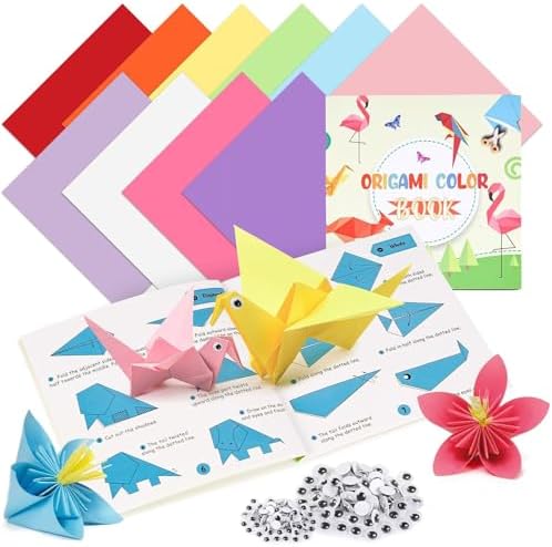 Koogel 250 Sheets Origami Paper Craft Kits, 6"x 6" with Origami Book | Kids Craft Paper Kit with Instructional Book for DIY Art and Craft Projects, Beginners Origami Kit for Kids, Gifts Boy Girl