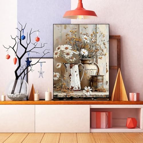 Rustic Flowers Daisy Diamond Art Kits for Adults Diamond Painting Kits