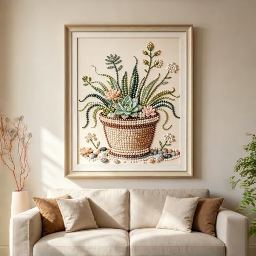 Plant Pearl Painting Kits for Adults, Diamond Art Painting 12x16In