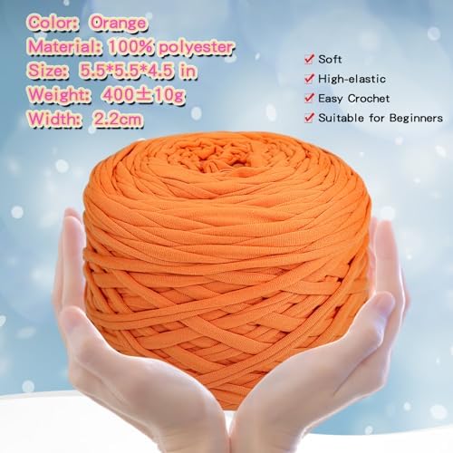 400g T-Shirt Yarn, 130 Yards Elastic Fabric Crochet DIY Orange
