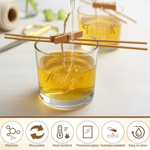 Ziliny 10 Pcs Thank You Glass Candle Jars Empty Containers Bulk 7 oz Glass Jars with Cork Lids Tins for Holiday Candle Making Storing Biscuits Tea Party Favors