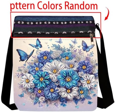 LSQFS Diamond Art Kits for Adults, DIY Diamond Painting Crossbody Bag, 5D Butterfly Floral Diamond Art Bags, PU Leather Art Bag, Craft Kits for Adults Women, Unique Gift
