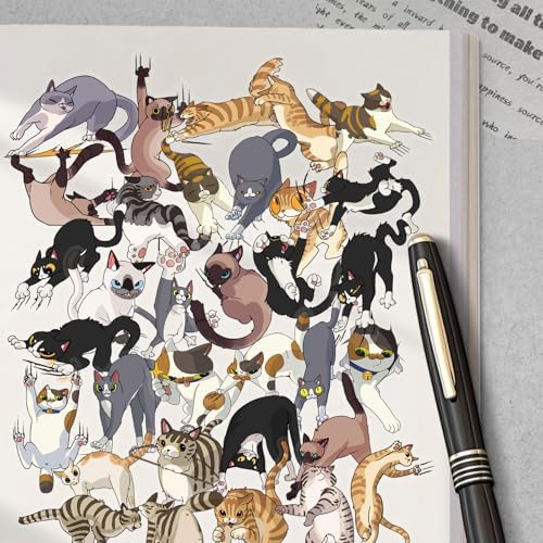 50Pcs Cartoon Cat Scratch PET Stickers